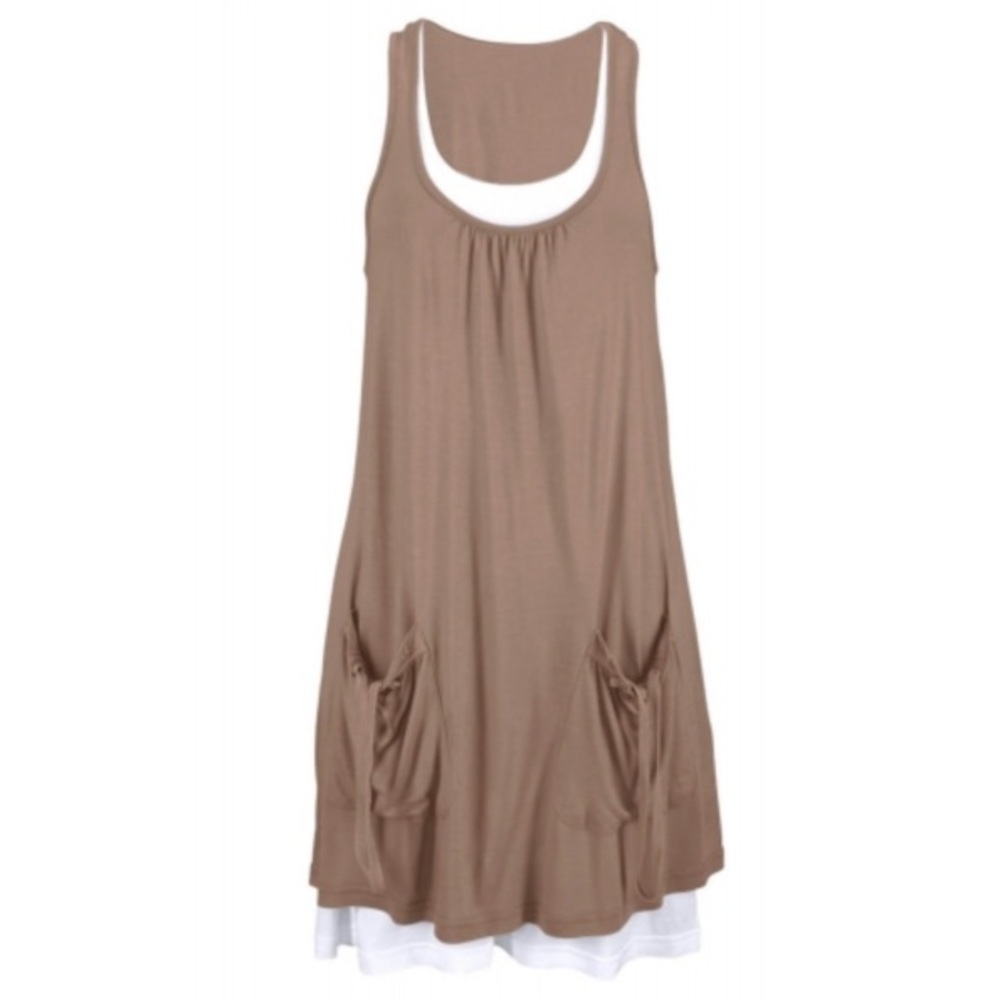 Taupe Lace-Up Pockets Shirt Dress - Picture 3 of 4